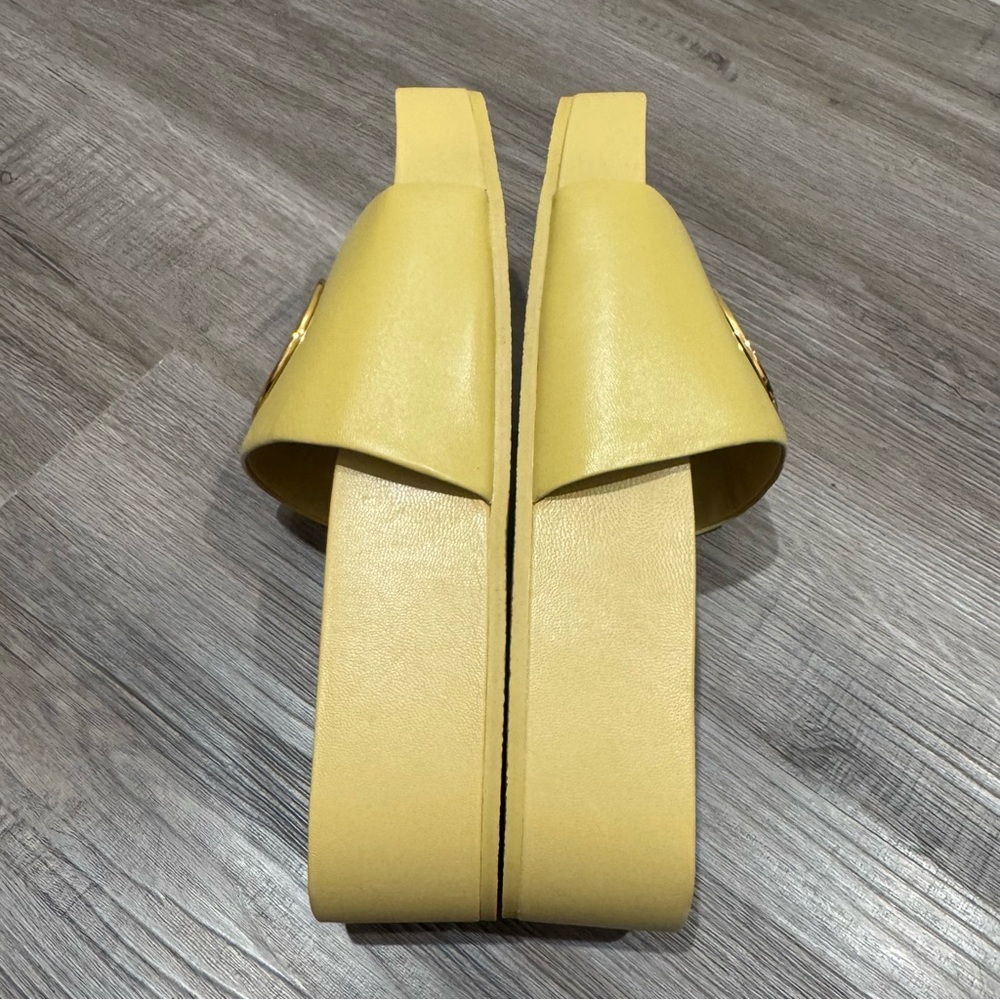 Tory Burch Patos Platform Sandal in Cornbread Yellow Leather Slides - Picture 7 of 13
